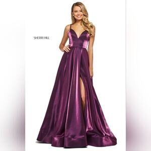 Sherri Hill Purple Satin Gown